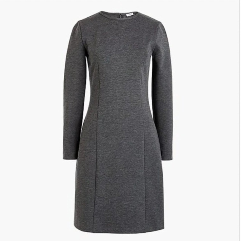J.Crew Womens Long Sleeve Ponte Knit Fitted Dress Charcoal Gray Size 12 Office